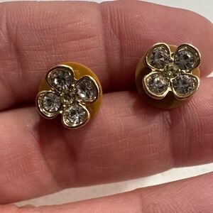 Monet Gold-Tone Flower Stud Earrings with Yellow Enamel